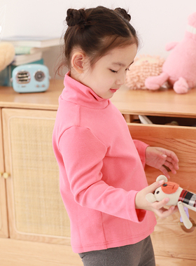 知了童装 秋款文艺女童中大童磨毛T恤加厚卫衣高领打底衫K1358