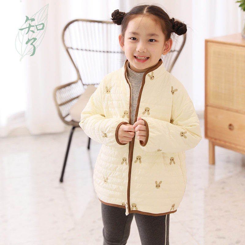 知了童装女童轻薄秋冬棉服外套