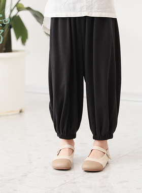 知了童装 春夏新品宽松灯笼裤松紧腰针织九分裤女童夏裤防蚊52190