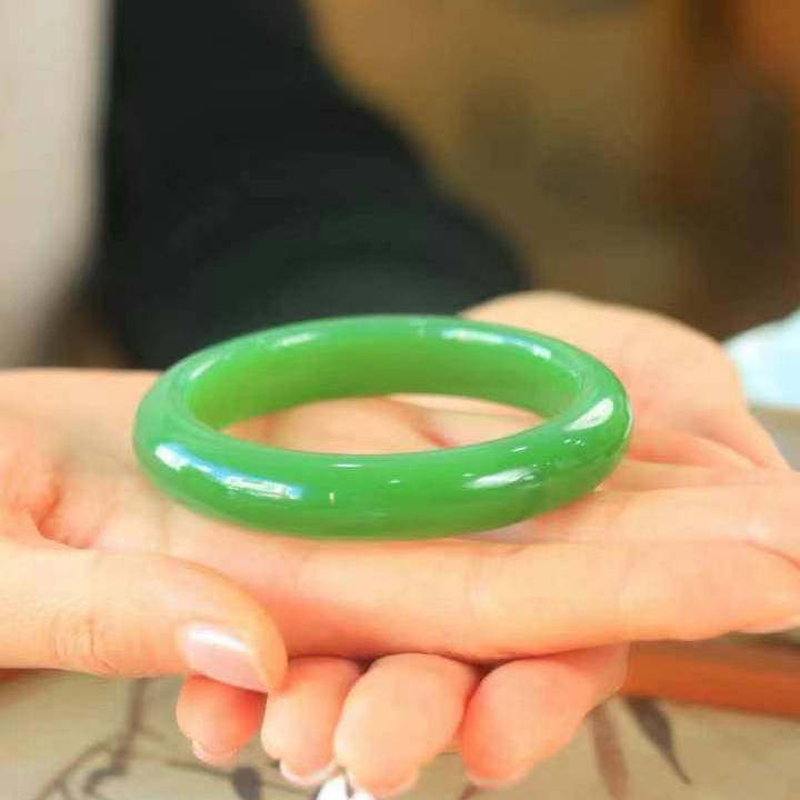 新疆和田玉俄罗斯老坑冰底猫眼碧玉老料手镯手饰男女天然玉石