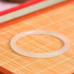 和田玉浅晴水手镯 玉镯子浅色细条镯少女款玉镯天然a货女款玉手饰