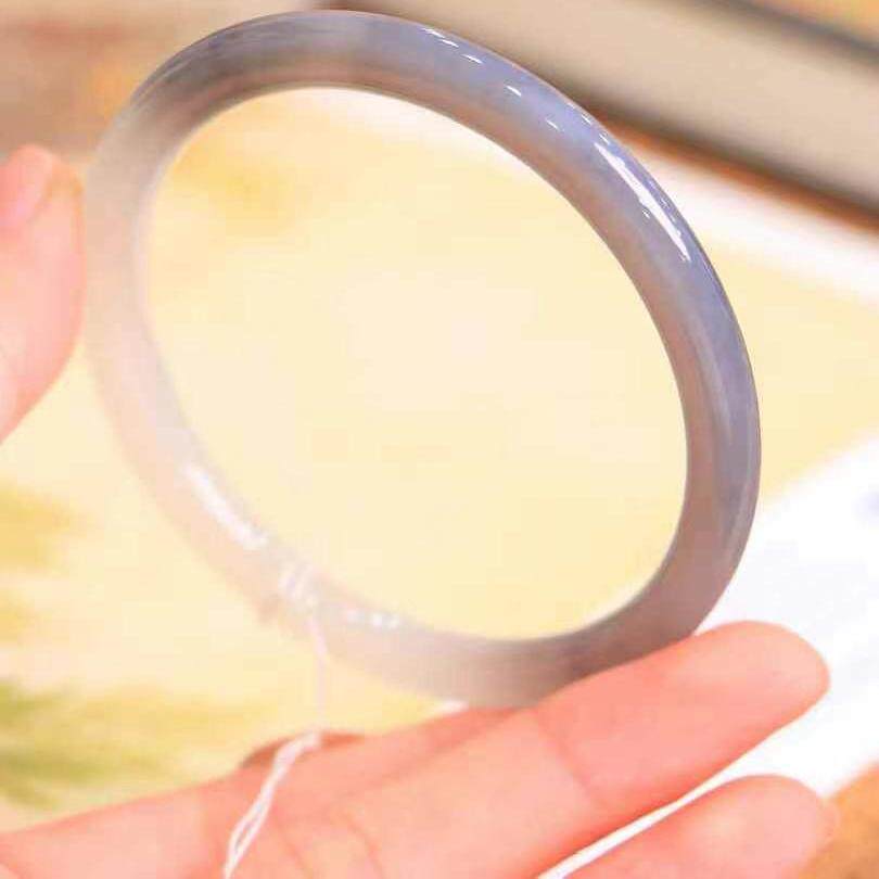 和田玉手镯女款紫罗兰色细条玉镯子玉石玉器玉镯节日礼物送女友