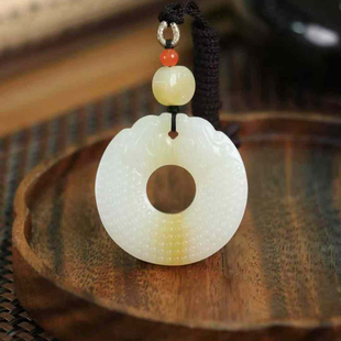 新疆和田玉天然玉石糖白玉双龙守护吊坠支持复检官方旗舰店