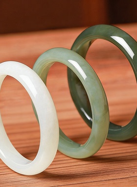 和田玉老料晴水青玉手镯女款