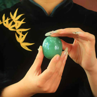 正品天然富甲天下 和田玉俄罗斯碧玉冰粉青饕餮龟甲手把件 苏工