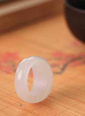 天然和田玉羊脂白玉戒指男女款玉石戒指收藏礼品老坑料细腻温润