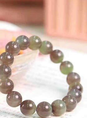 天然和田玉烟紫圆珠手串天然玉石老料紫气东来男女手链高级感玉珠