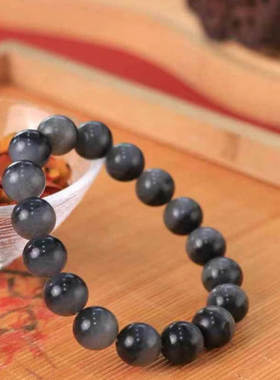 天然和田玉青花籽料一线天手串