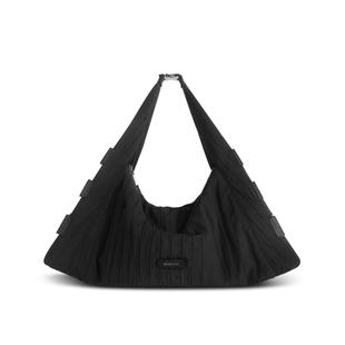 INJOYLIFE尼龙气囊包黑色短途旅行包斜挎三角包大容量健身包中性