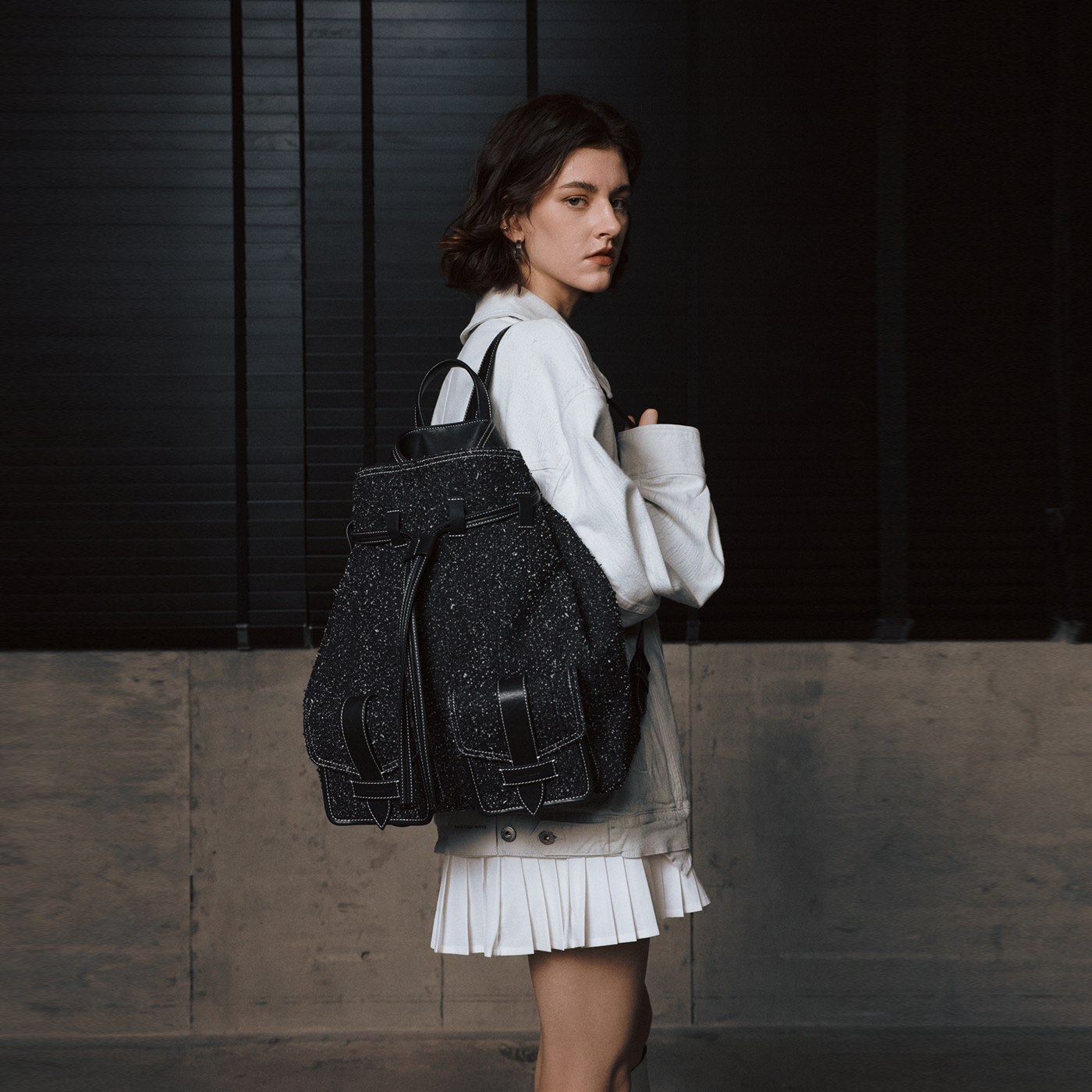 INJOYLIFE游牧双肩包磨绒丹宁 大容量通勤包旅行包小众高级感