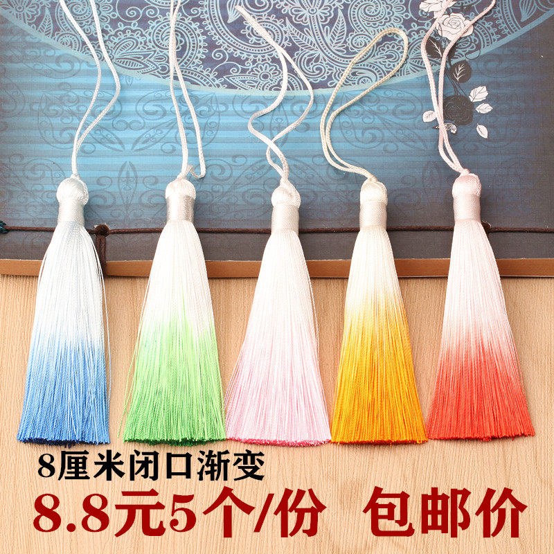 8CM 술 술 그라디언트 색상 장식 수제 DIY 쥬얼리 수직 책갈피 작은 교수형 술 팬 펜던트