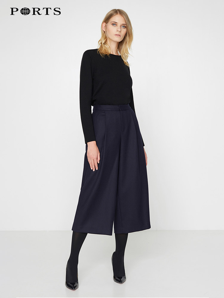 PORTS women's autumn and winter thin suit wide leg pants cropped pants Wool pants LV9P041BWW004