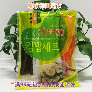 紫菜包饭寿司食材进安卷牛蒡和黄萝卜腌渍切条牛蒡和萝卜寿司组合