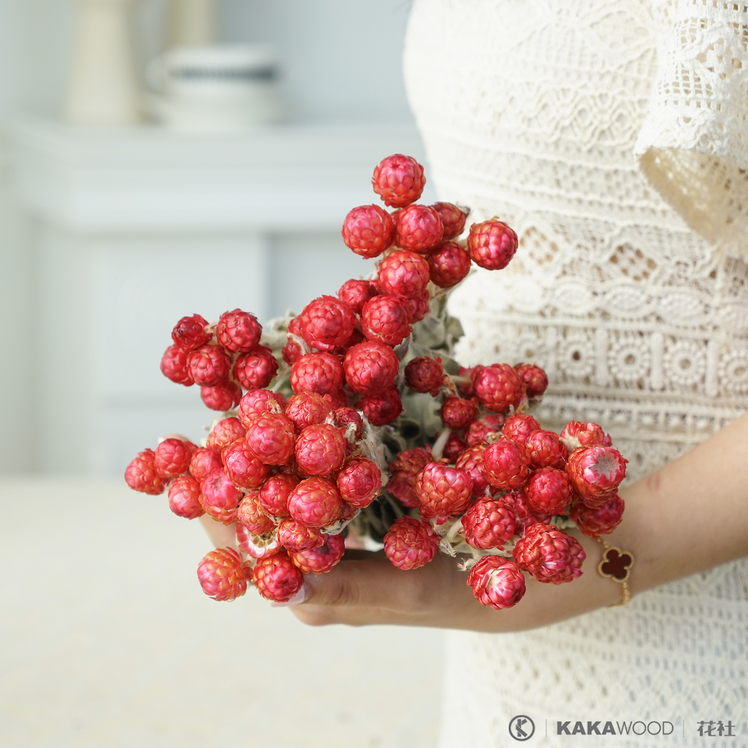 北欧进口草莓花小清新天然干花自然干燥花高级软装家居装饰花材