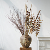 侘寂风高级吊鸟干花小众样板房卧室客厅装 饰软装 搭配