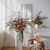 年宵花凤凰粉公主套装 自然风 花束天然干花家居橱窗精品摆件法式