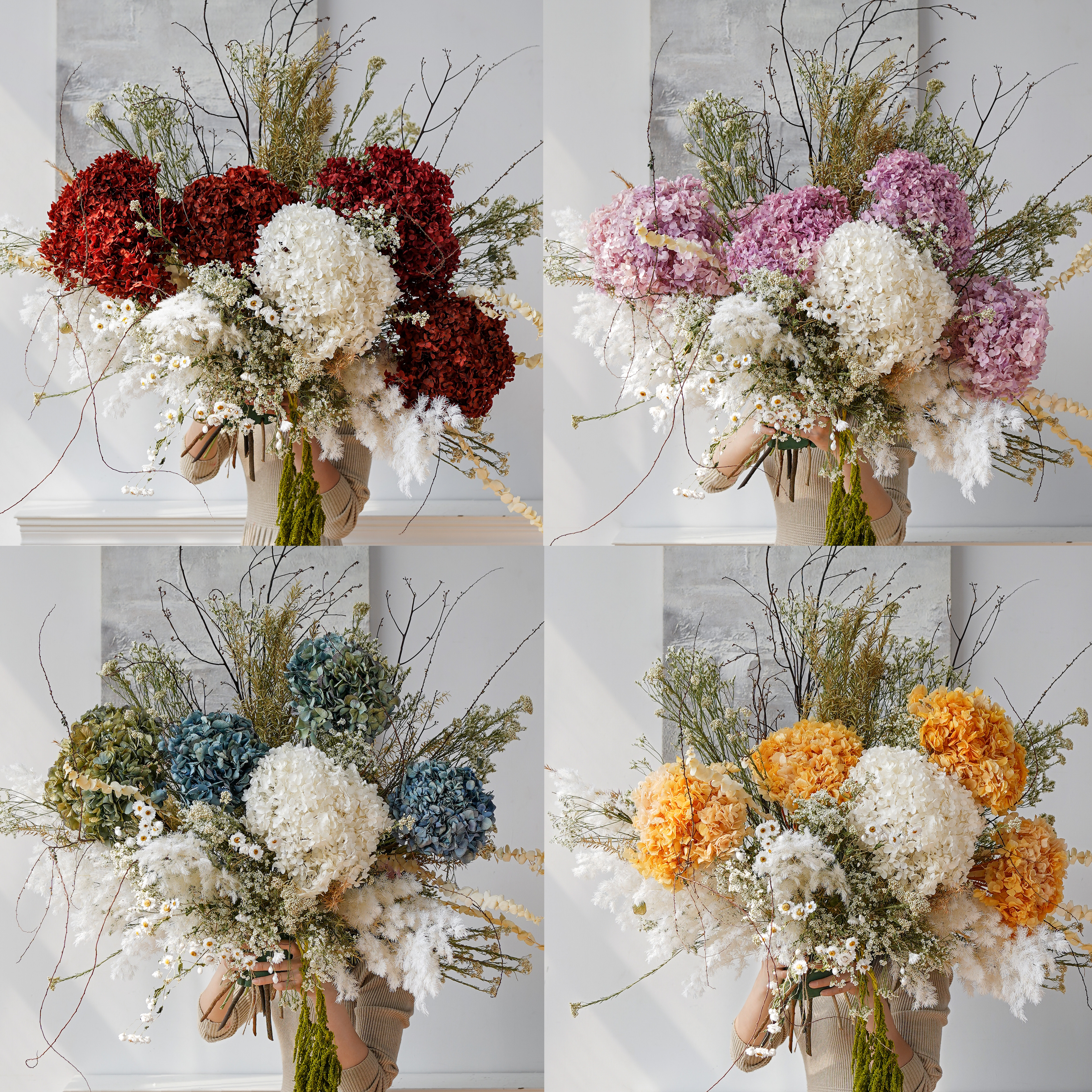四级绣球雏菊米花套装天然手工创意插花客厅室内家居装饰花艺软装