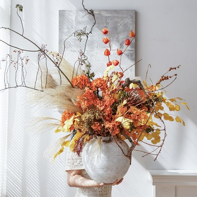 秋色帝王绣球花束天然手工创意插花客厅室内家居装饰花艺软装饰品