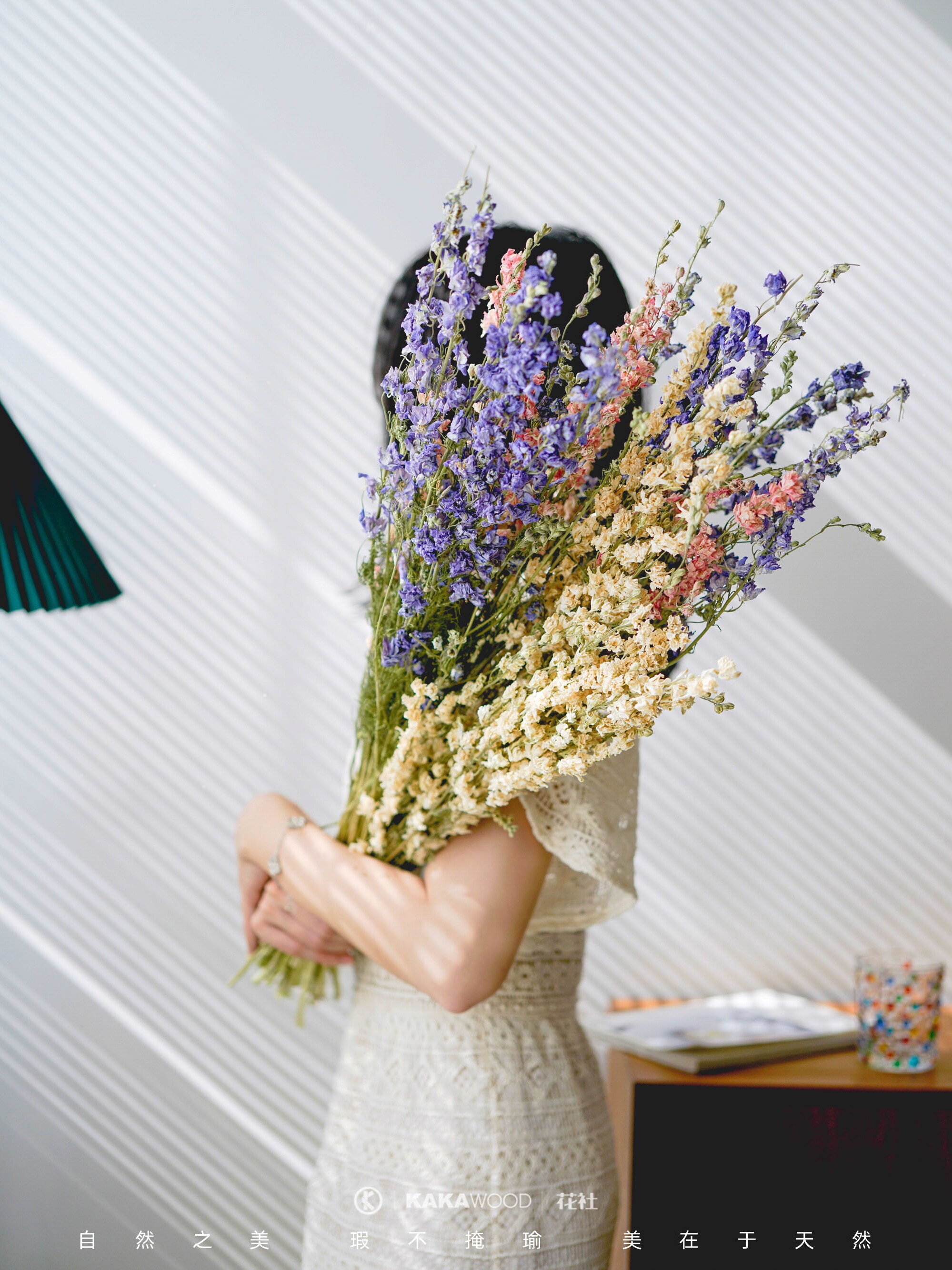 千鸟天然干花北欧风桌面清新花草花艺飞燕草自然家居装饰橱窗摆设