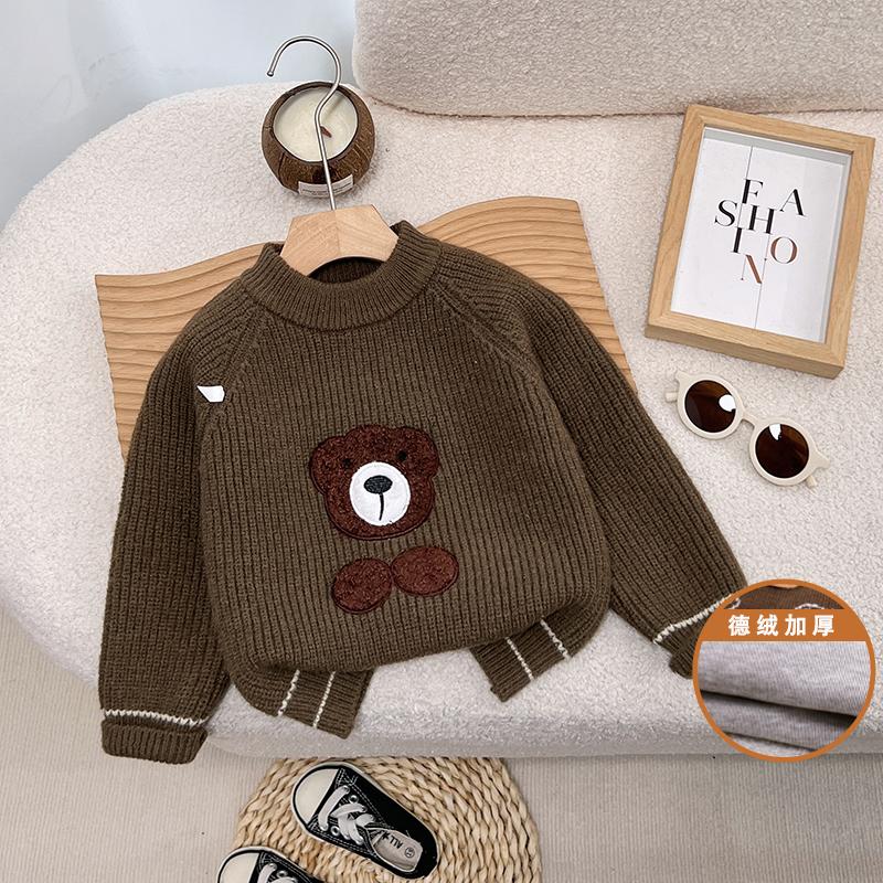 男童加绒加厚羊毛绒打底衫