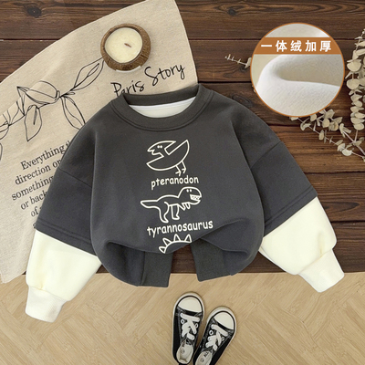 男童卫衣加绒一体绒2025新款