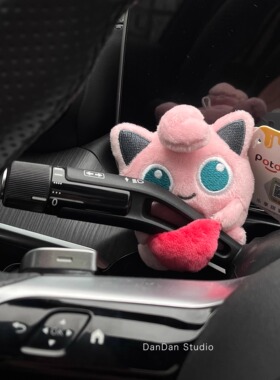 正版Pokemon粉色胖丁汽车怀挡爱心毛绒公仔挂件车载转向灯装饰品