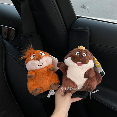 正版迪士尼potdemiel河狸汽车安全带护肩套hoppers变身计毛绒玩偶