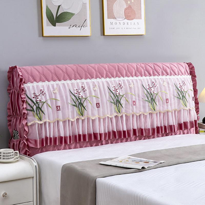 蕾丝布艺床头罩公主风罩套现代新款高档保护全包软包靠背通用秋冬
