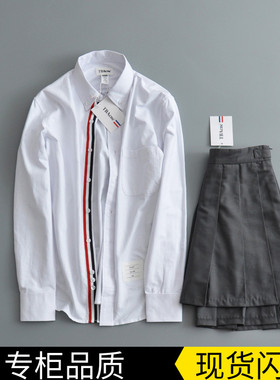 TB衬衫情侣装冬季装男女潮牌纯色bf风学生班服牛津纺结婚照白衬衣