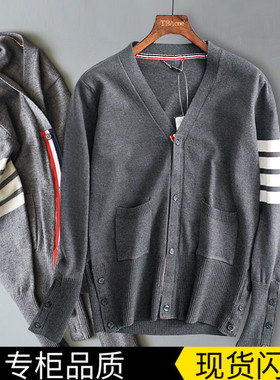 TB针织开衫2025冬季欧美风V领宽松毛线 韩版短款毛衣春情侣外套女