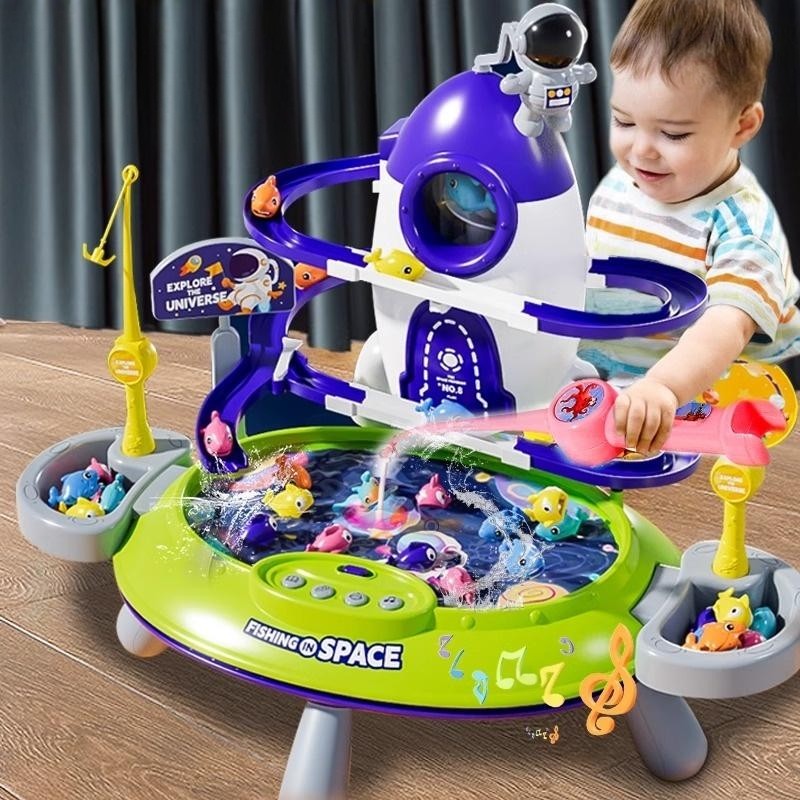 儿童磁性钓鱼玩具益智电动捞鱼池
