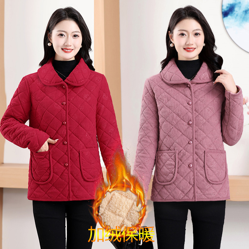 妈妈新款洋气居家棉衣外套中老年人加绒保暖棉服宽松秋冬翻领棉袄,女装/女士精品,中老年女装,淘宝优惠券,粉丝福利购,淘宝优惠卷