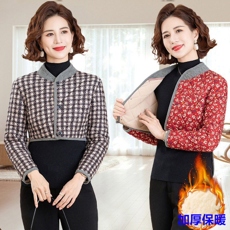 中老年长袖小坎肩夹棉德绒居家马甲妈妈秋冬护肩周炎保暖睡觉护腰