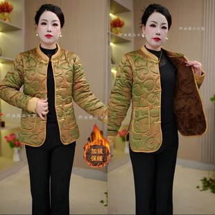 2026秋冬网红爆款新中式风盘扣加绒棉衣外套中老年人妈妈保暖棉服