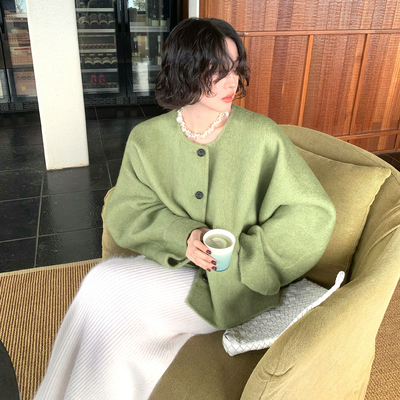 酒午羊毛+蚕丝+兔毛短款毛呢外套