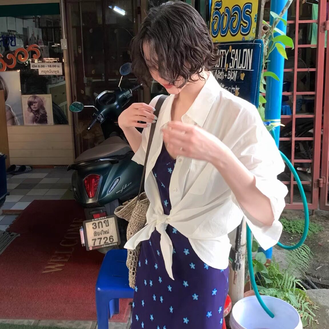 酒午自制2026春季复古薄款休闲长袖简约外穿宽松衬衫纯棉女上衣