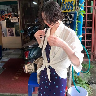 简约外穿宽松衬衫 休闲长袖 纯棉女上衣 复古薄款 酒午自制2026春季