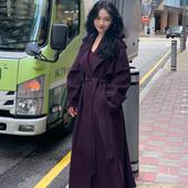 修身 长款 风衣绑带大衣外套女 新款 酒午港风复古2024秋季