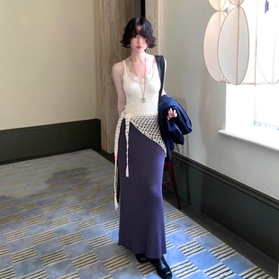 V领蕾丝拼接吊带背心内搭无袖 新款 打底上衣 复古2025春款 酒午法式