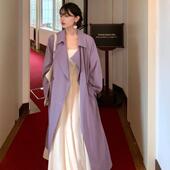 天丝垂感翻领风衣休闲大衣长款 2025春季 外套女 寄春天 酒午自制