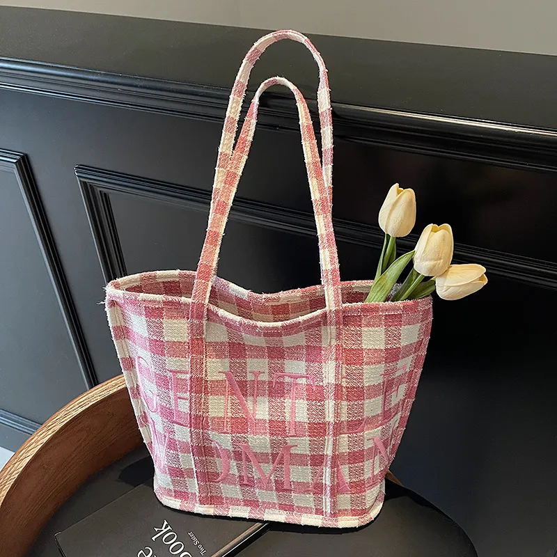 爆款休闲大容量帆布包包女2025新款夏季通勤百搭单肩包流行高颜值