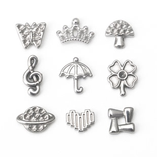 不锈钢皇冠音符雨伞四叶草耳钉吊坠项链手链diy钛钢饰品配件材料