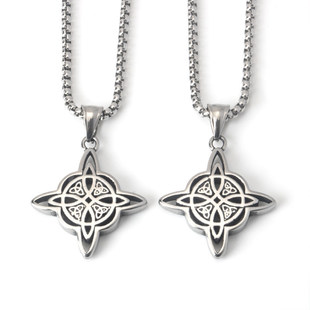 不锈钢复古爱尔兰女巫结凯尔特结吊坠钛钢男女街头潮流长款项链