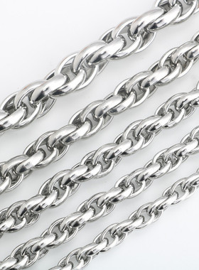 不锈钢蛋形双扣麻花链钛钢男女项链配吊坠吊牌裸链单链包包链