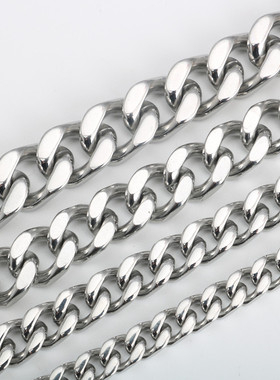 不锈钢单织四面磨链单扣四面磨链钛钢男女项链吊坠配链箱包链