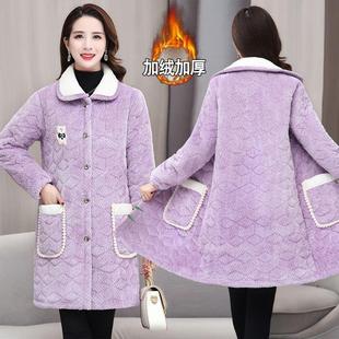 秋冬加绒女装金丝绒大码棉衣四川省省服女款保暖加厚罩衣宽松棉服