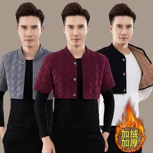 秋冬新款 护肩颈膀马甲中老年德绒护肩男 加肥加大保暖棉背心爸爸装