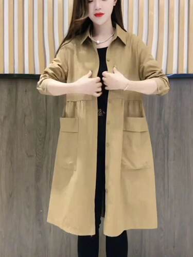 常规中长款通勤风衣外套女2