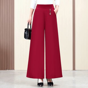 加绒阔腿裤女秋冬高腰垂感大脚裤女士长裤冬季保暖休闲裤老年裤子