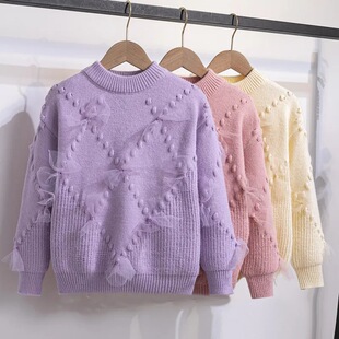4-6岁韩系女童秋装洋气大童上衣大女童毛衣加厚冬季打底衫8岁10岁